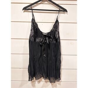 Victoria’s Secret Black Chemise Slip Dress Lingerie Babydoll Lace Size XL